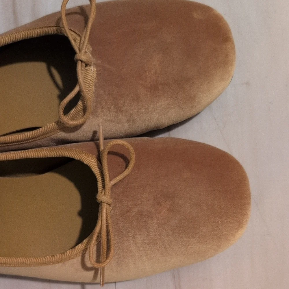 Everlane Ballet Bow Mustard Velvet Loafers Flats Size 6 - Picture 5 of 8